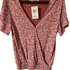 Lucky Brand Women's Red Floral Blouse